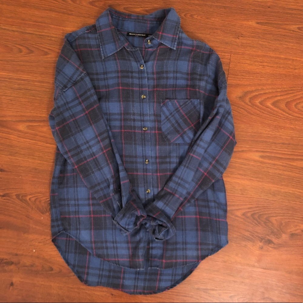 Brandy Melville Plaid Button Down Flannel Shirt